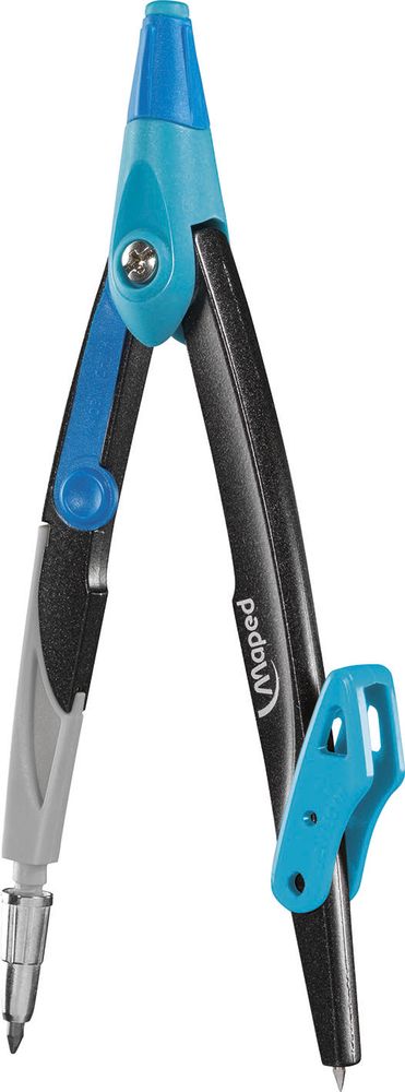 Циркуль из цинкового сплава, MAPED METAL OPEN, универсальный держатель и грифель в комплекте, цвета ассорти, в пластиковом футляре