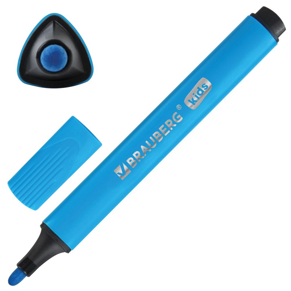 Фломастеры в пластиковом кейсе трехгранные утолщенные УЛЬТРАСМЫВАЕМЫЕ, BRAUBERG KIDS, 24 цвета