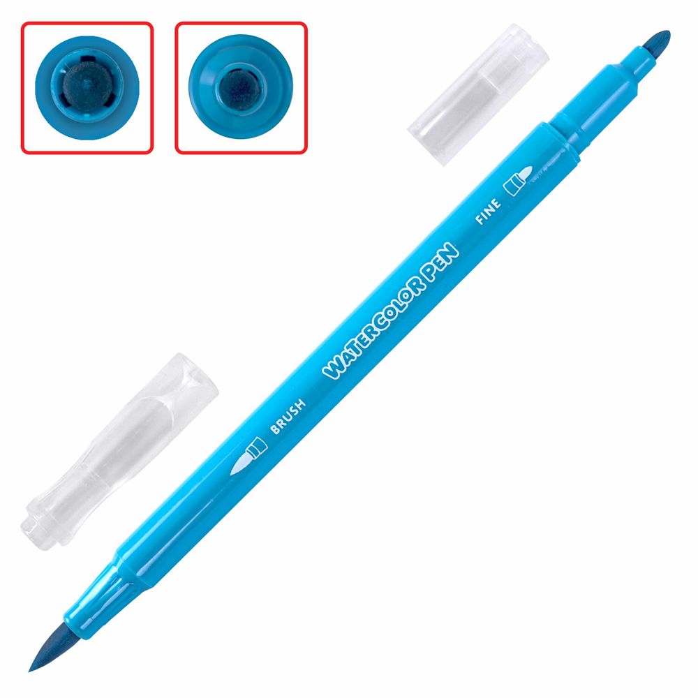 Фломастеры двусторонние с кистью 12 цветов (кисть/классический), СУПЕРКЕЙС, BRAUBERG KIDS