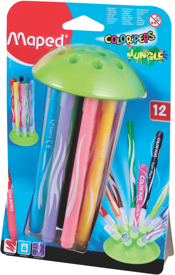 Фломастеры Maped Jungle Innovation, на подставке, 12 цв.