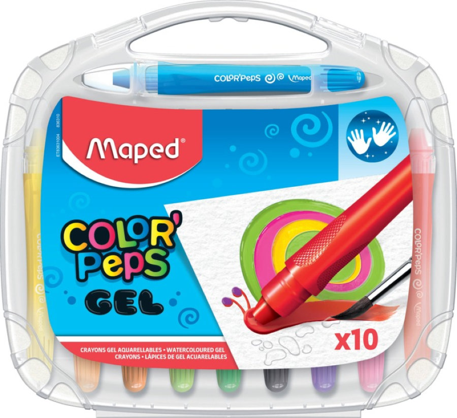 Мелки гелевые 10 цветов MAPED COLOR PEPS, пластик. футляр