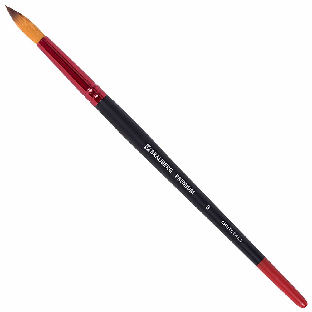Кисти BRAUBERG PREMIUM, набор 10 шт. (синтетика, круглые № 1, 2, 3, 5, 8, плоские № 2, 4, 6, 8, 10)