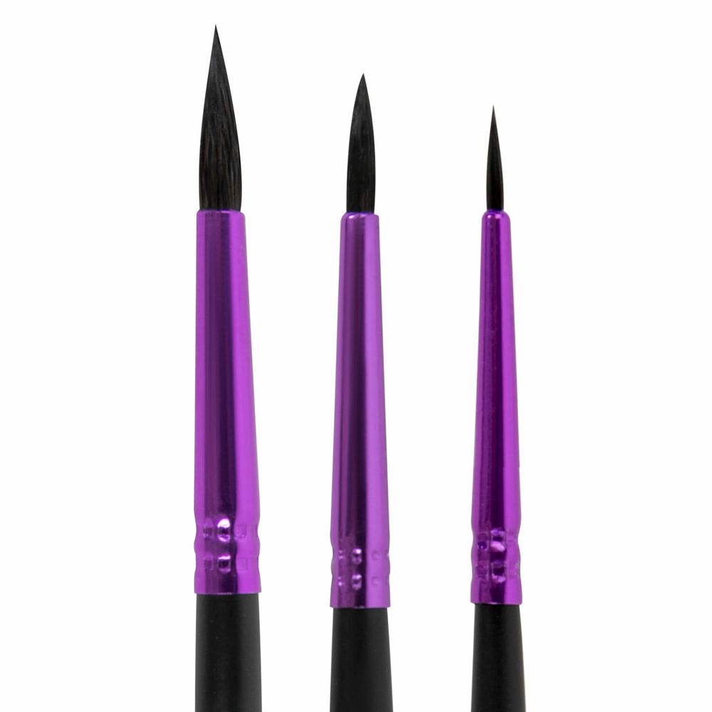 Кисти BRAUBERG PREMIUM, набор 3 шт. (беличьи круглые № 2, 3, 4), блистер