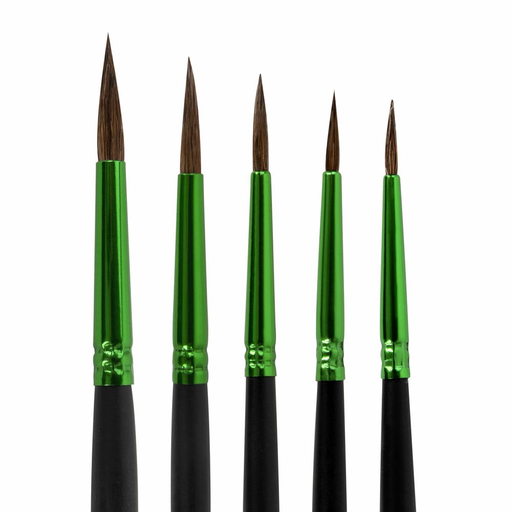 Кисти BRAUBERG PREMIUM, набор 5 шт. (из ворса пони круглые № 1, 2, 3, 4, 5), блистер