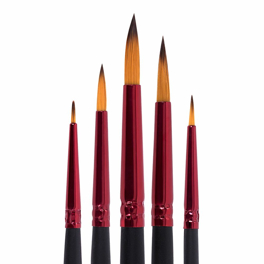 Кисти BRAUBERG PREMIUM, набор 5 шт. (синтетика, круглая № 1, 2, 3, 4, 5), блистер