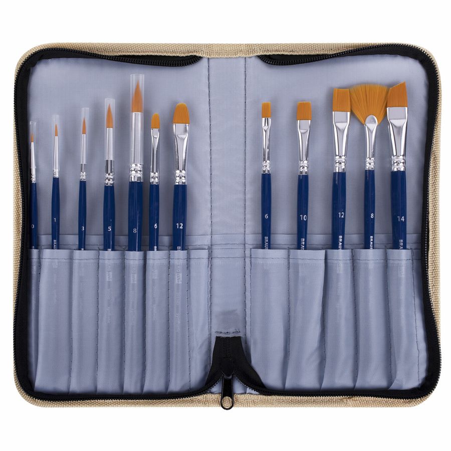 Кисти художественные набор 12 шт. в пенале, синтетика, BRAUBERG ART DEBUT