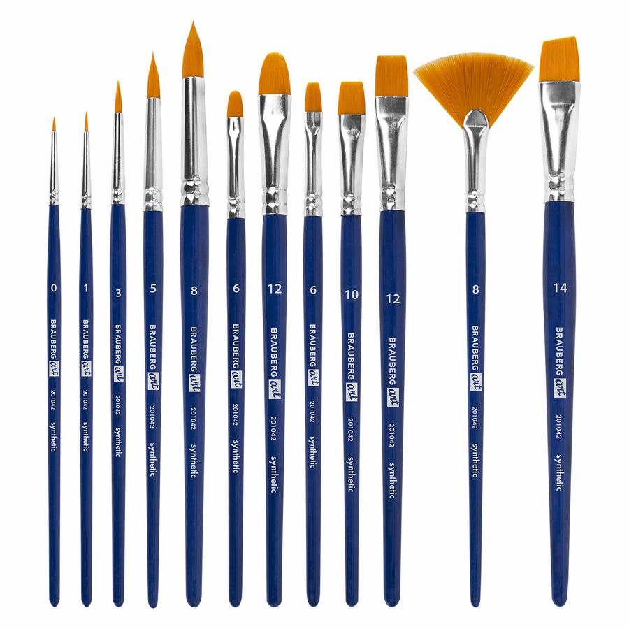 Кисти художественные набор 12 шт. в пенале, синтетика, BRAUBERG ART DEBUT