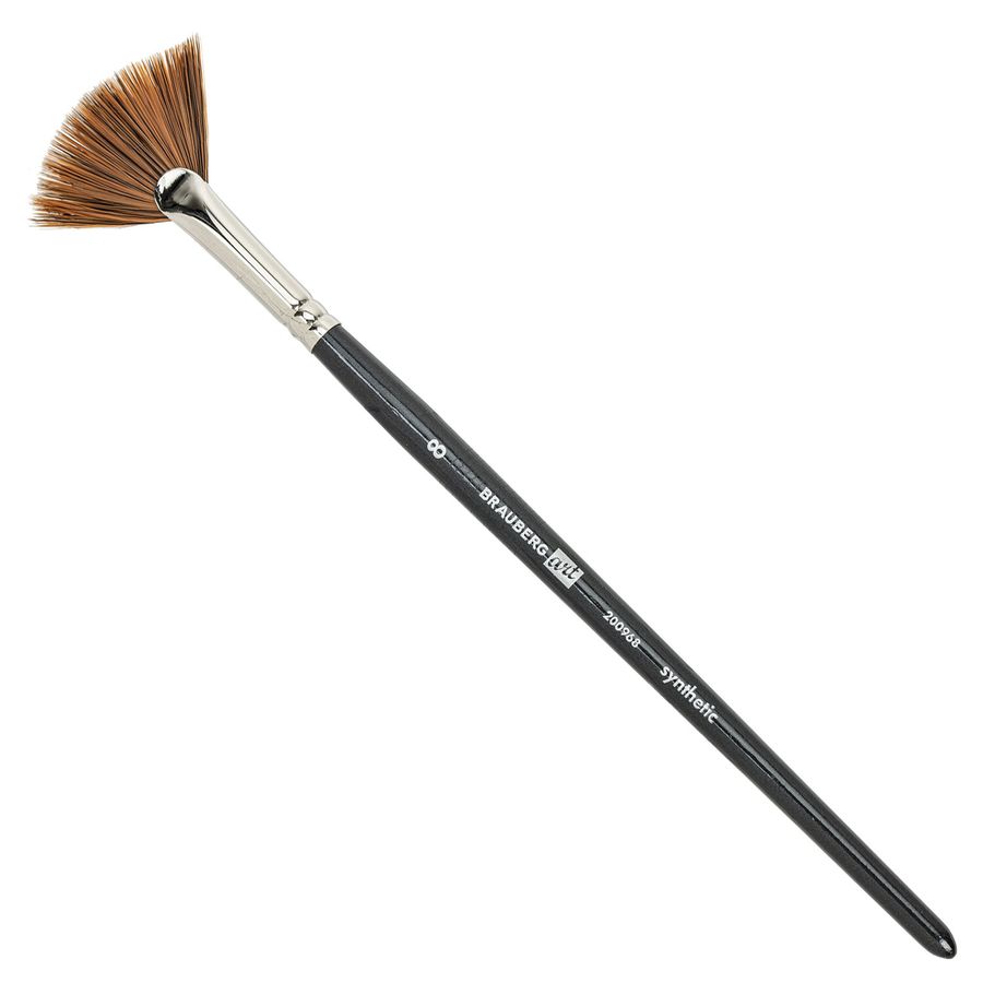 Кисти художественные набор 12 шт. в черном пенале, синтетика, BRAUBERG ART CLASSIC, № 0-14 + веерная