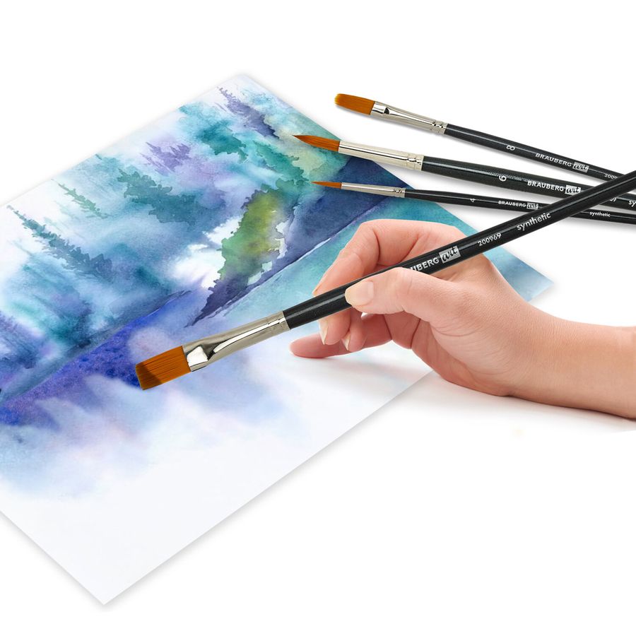 Кисти художественные набор 12 шт., в черной скрутке, синтетика, BRAUBERG ART CLASSIC, № 0-14