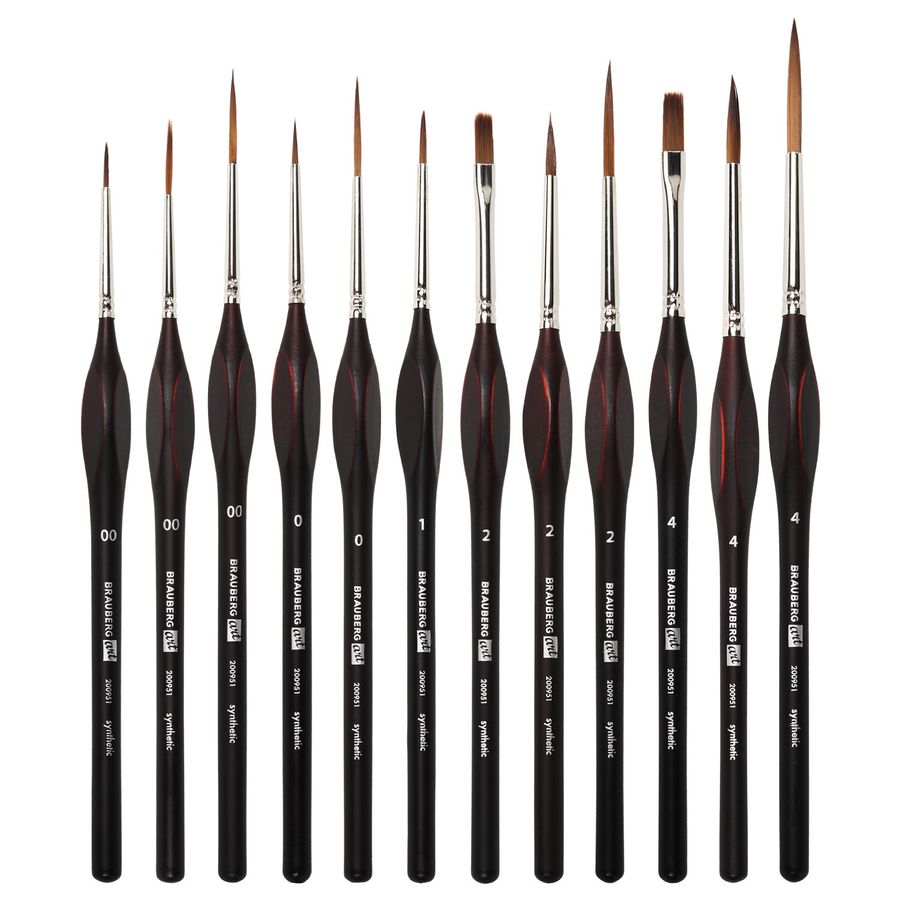 Кисти художественные набор 12 шт., синтетика, BRAUBERG ART CLASSIC, ЭРГОНОМИЧНЫЕ