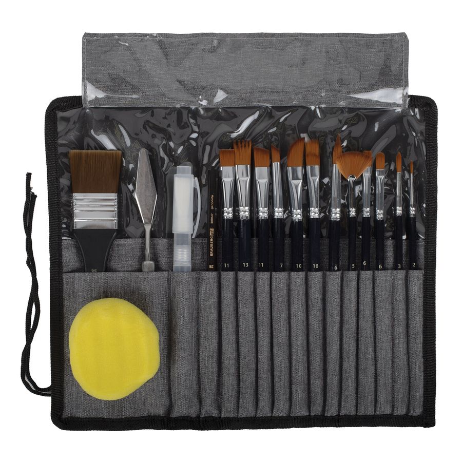 Кисти художественные набор 18 предметов (14 кистей и аксессуары), BRAUBERG ART DEBUT