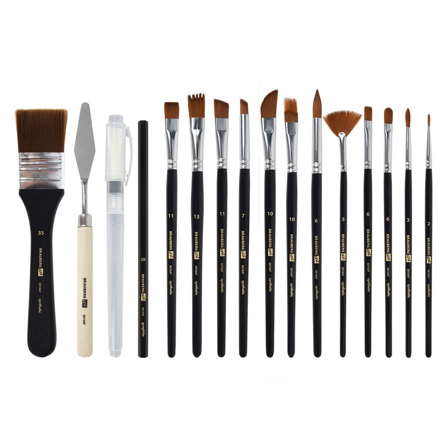 Кисти художественные набор 18 предметов (14 кистей и аксессуары), BRAUBERG ART DEBUT