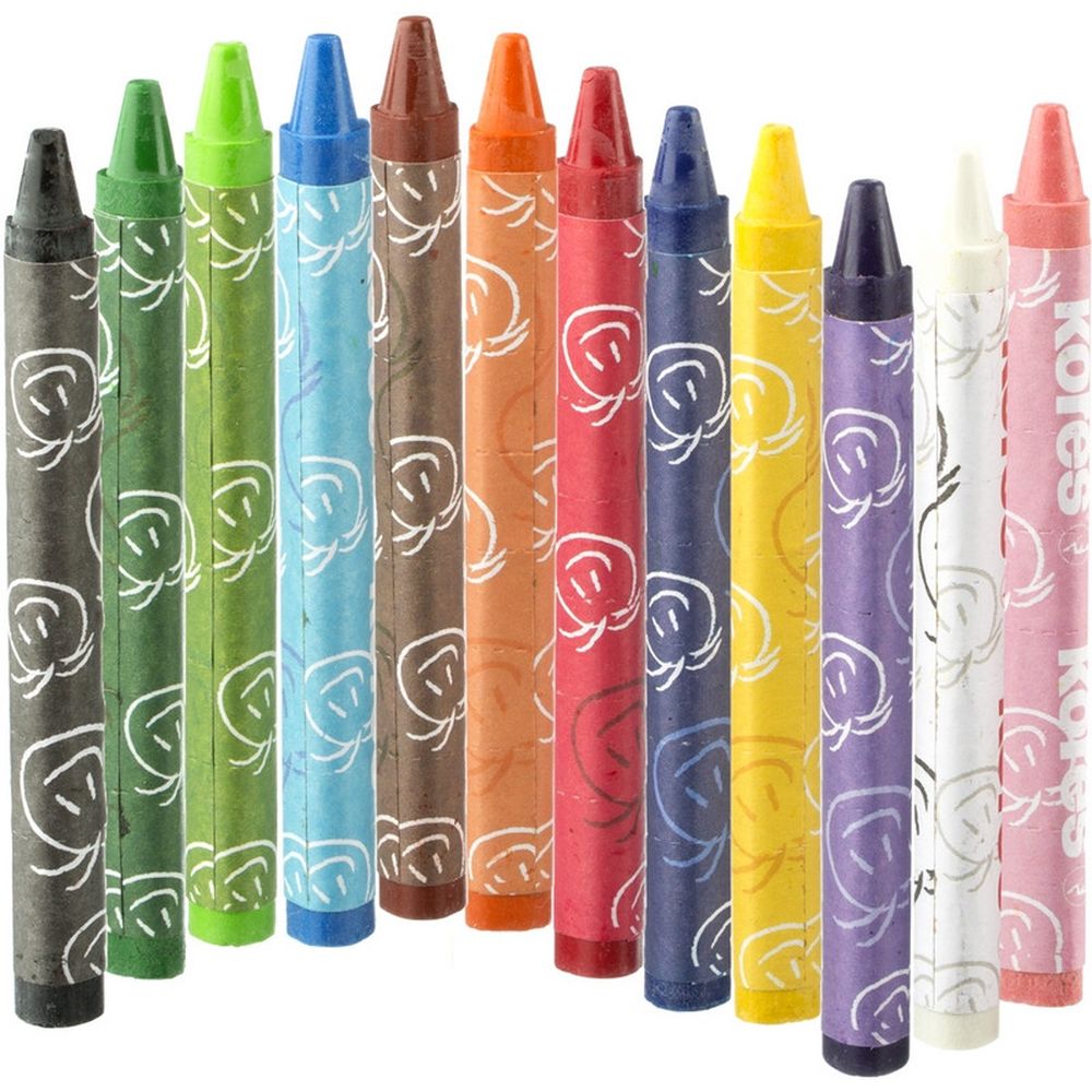 Мелки восковые 12 цветов KORES KRAYONES, трехгр, 10мм