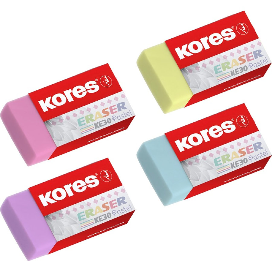 Ластик Kores KE-30 ПВХ прямоугольный 40x21x10 мм (3 шт/уп)