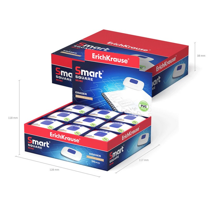 Ластик с пластиковым держателем ErichKrause Smart Mini Square