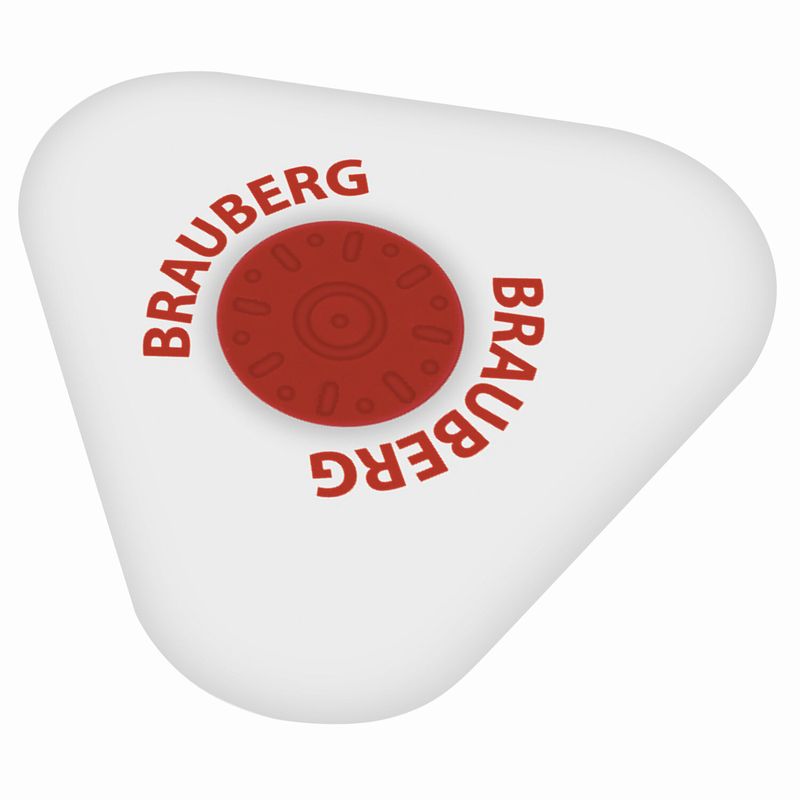 Ластик BRAUBERG "Energy", 45х45х10 мм, белый, треугольный, красный пластиковый держатель