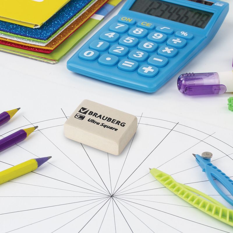 Ластик BRAUBERG "Ultra Square", 26х18х8 мм, белый, натуральный каучук