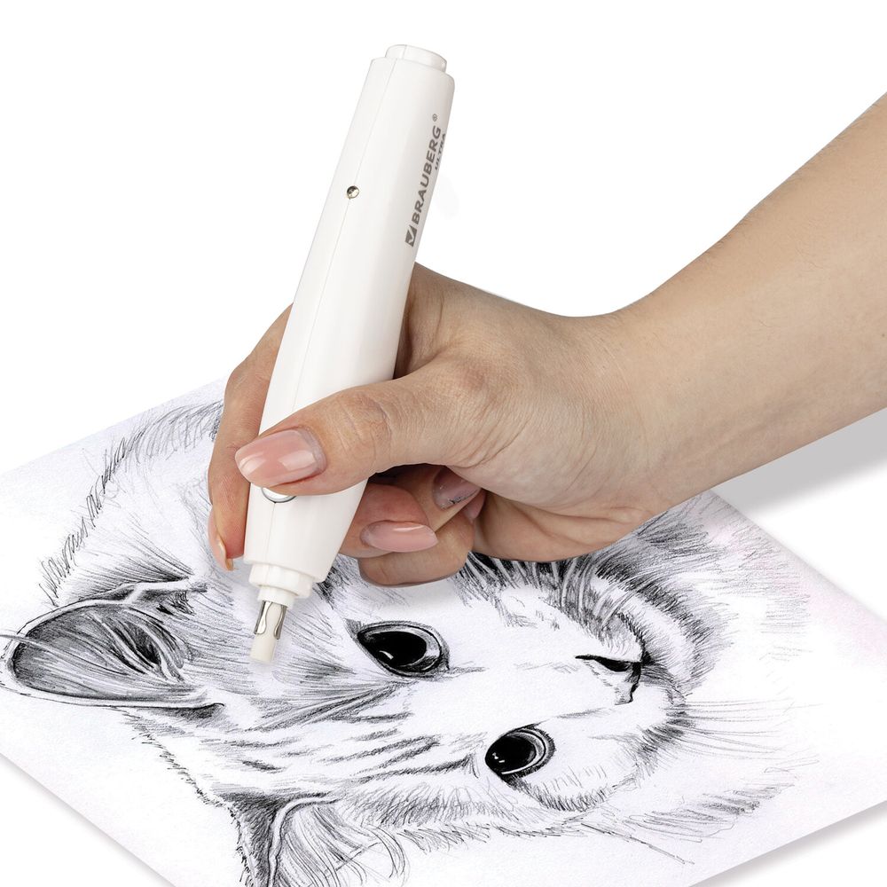 Ластик электрический BRAUBERG "ULTRA", АККУМУЛЯТОР, зарядка USB, + 16 сменных ластиков