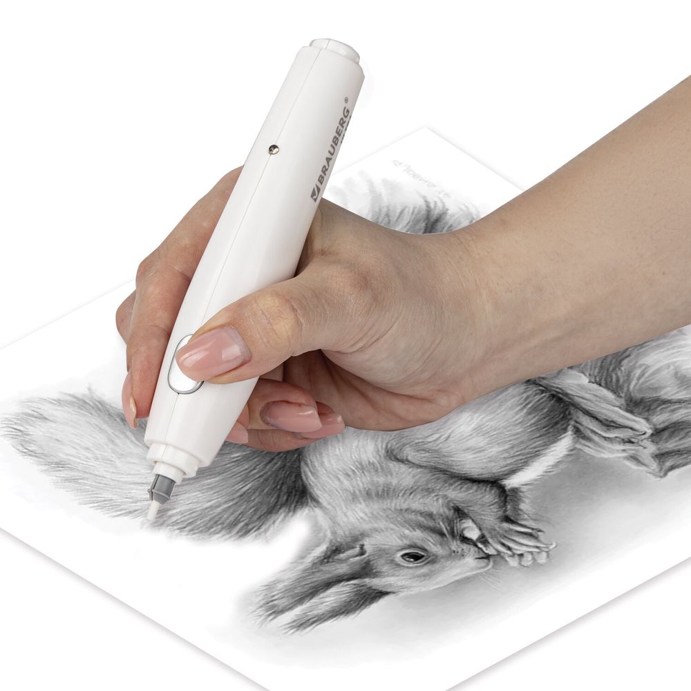 Ластик электрический BRAUBERG "ULTRA", АККУМУЛЯТОР, зарядка USB, + 16 сменных ластиков