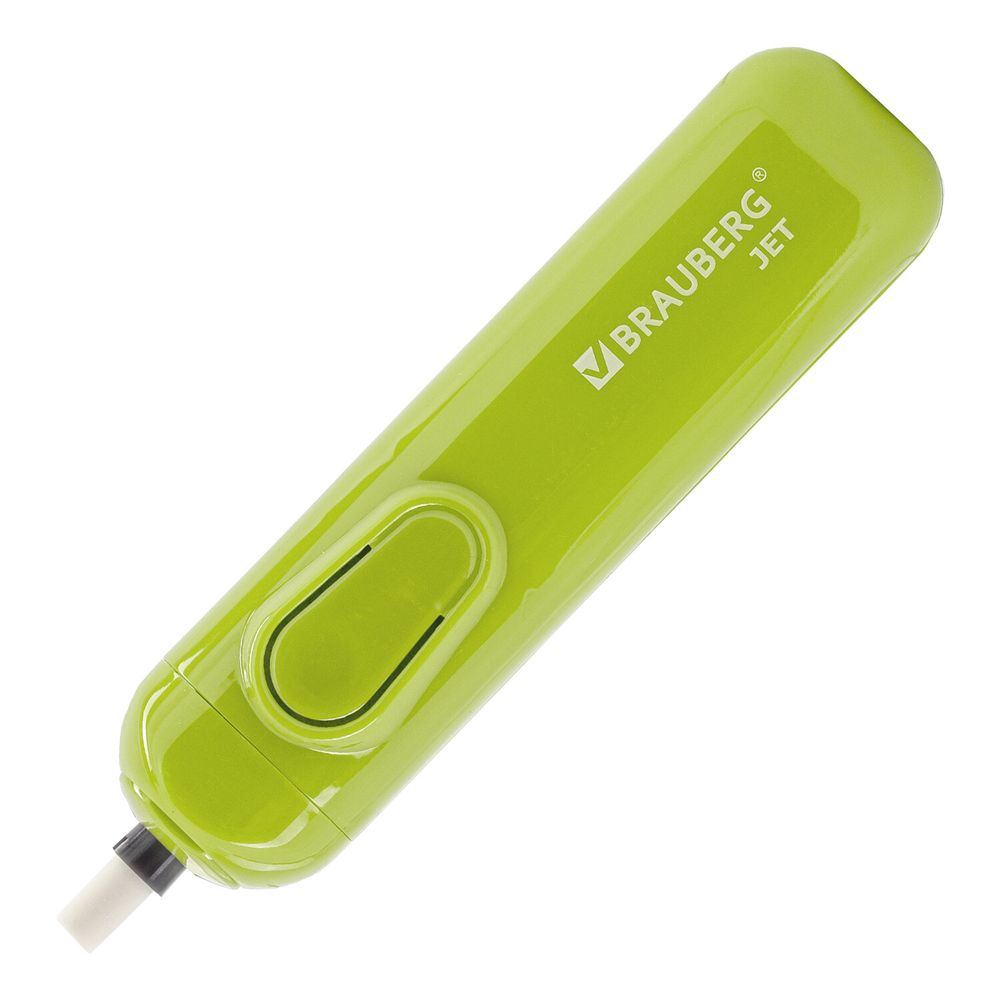 Ластик электрический BRAUBERG JET, питание от 2 батареек ААА, 8 сменных ластиков, салатовый