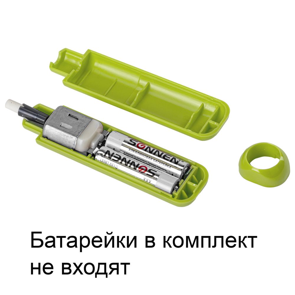 Ластик электрический BRAUBERG JET, питание от 2 батареек ААА, 8 сменных ластиков, салатовый