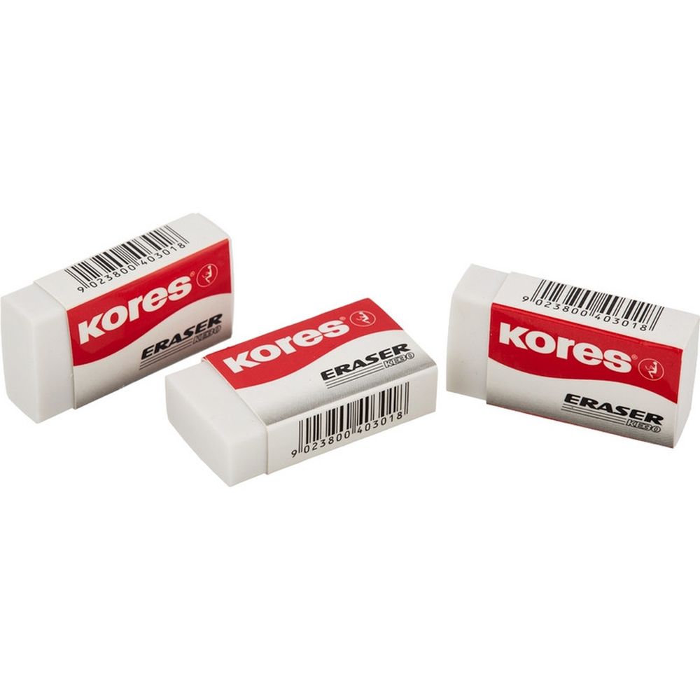 Ластик Kores, 40x21x10мм, 3шт/блистер