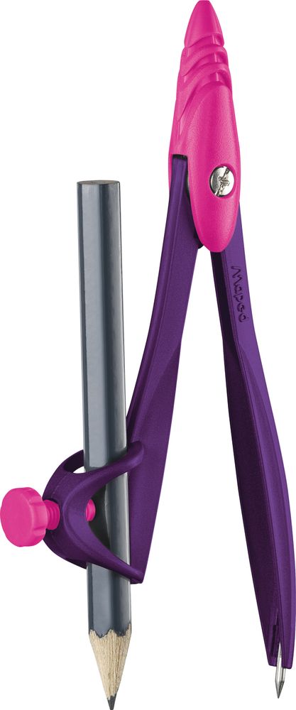 Циркуль из цинкового сплава, MAPED STUDY POP, с эргономичной головкой, с универсальным держателем, в пластиковом футляре, в комплекте карандаш, яркие цвета ассорти