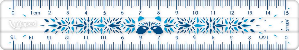 Суперпрочная плоская декорированная линейка, MAPED STUDY UNBREAKABLE FANCY, 15 см, ассорти, в пакете с подвесом