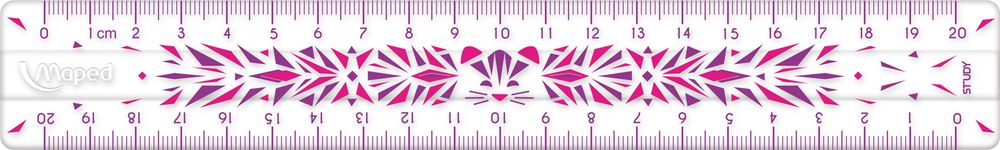 Суперпрочная плоская декорированная линейка, MAPED STUDY UNBREAKABLE FANCY, 20 см, ассорти, в пакете с подвесом