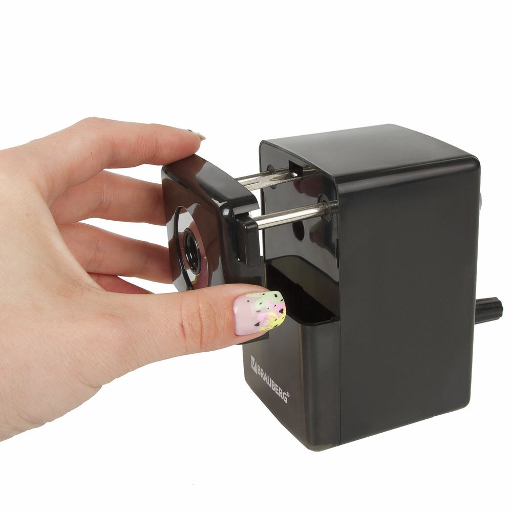 Точилка механическая BRAUBERG "BLACK JACK", крепление к столу, металлический механизм, цвет чёрный