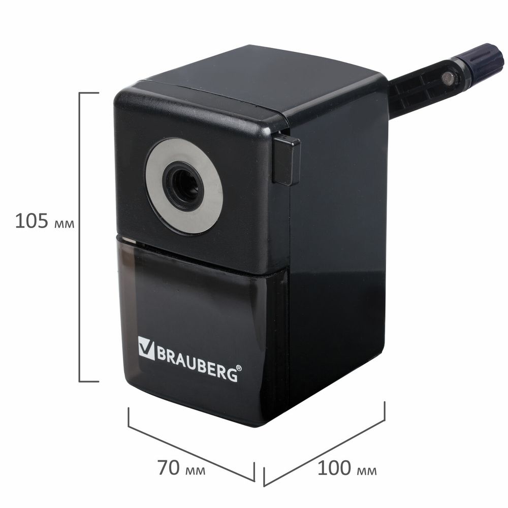Точилка механическая BRAUBERG "BLACK JACK", крепление к столу, металлический механизм, цвет чёрный