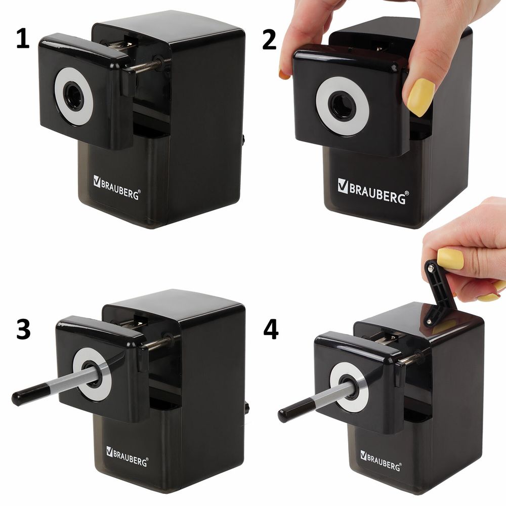 Точилка механическая BRAUBERG "BLACK JACK", крепление к столу, металлический механизм, цвет чёрный