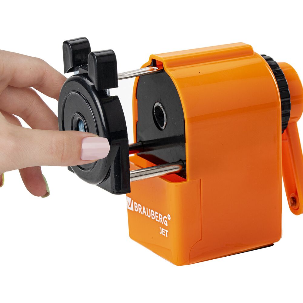 Точилка механическая BRAUBERG "JET", металлический механизм, корпус оранжевый