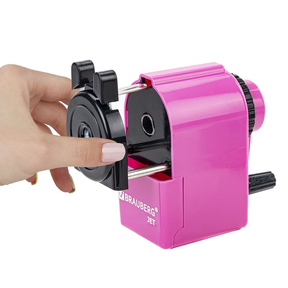 Точилка механическая BRAUBERG "JET", металлический механизм, корпус розовый