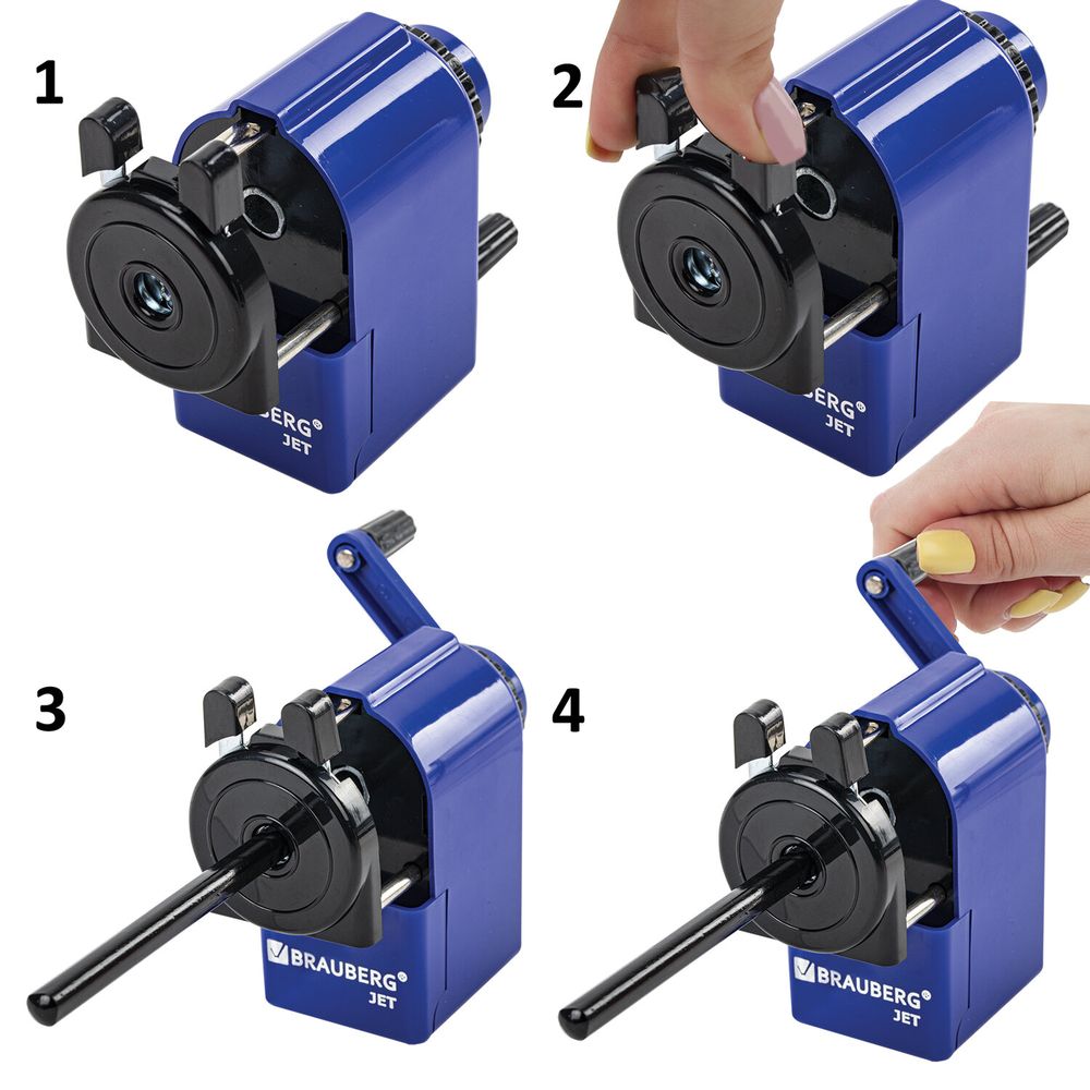Точилка механическая BRAUBERG "JET", металлический механизм, корпус синий