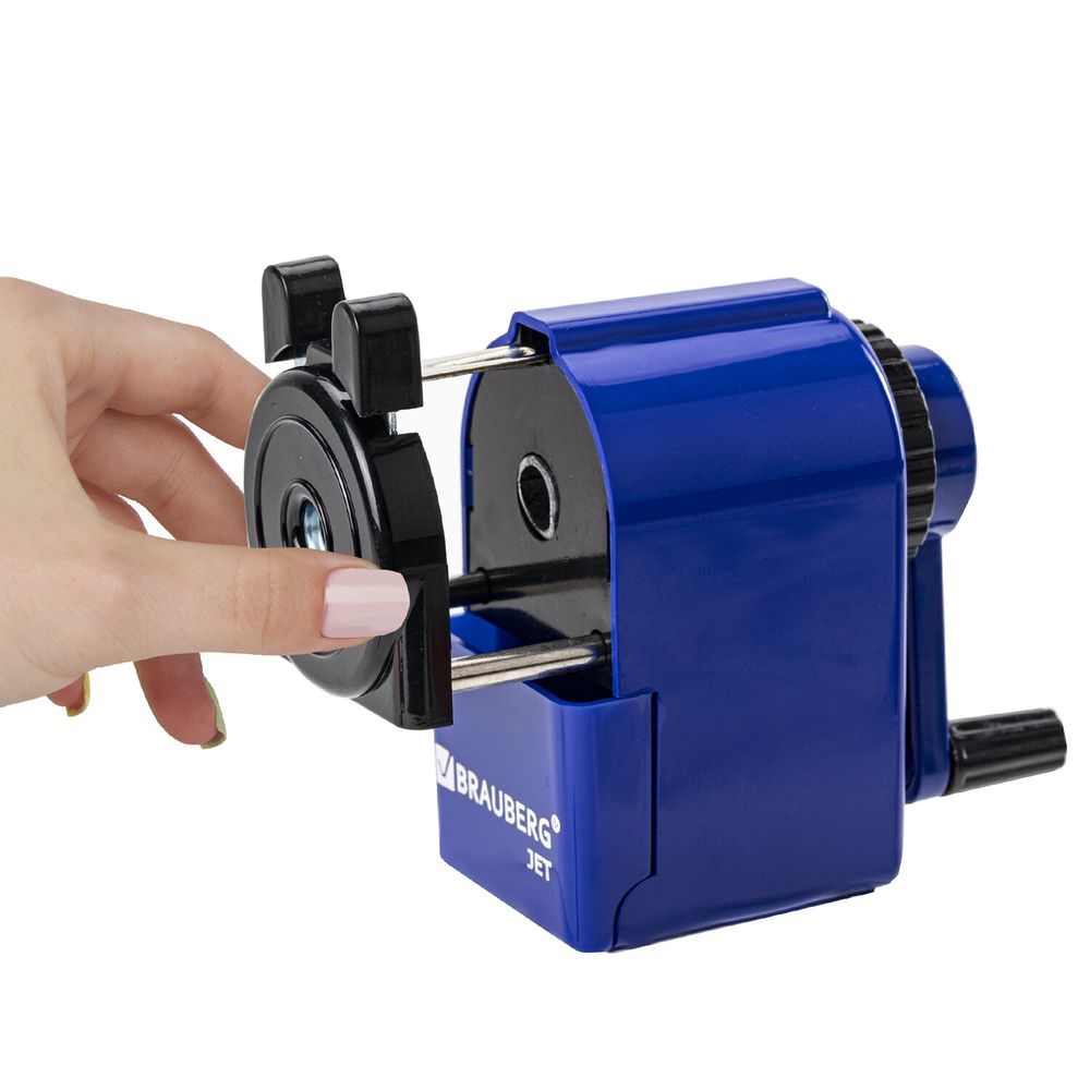 Точилка механическая BRAUBERG "JET", металлический механизм, корпус синий
