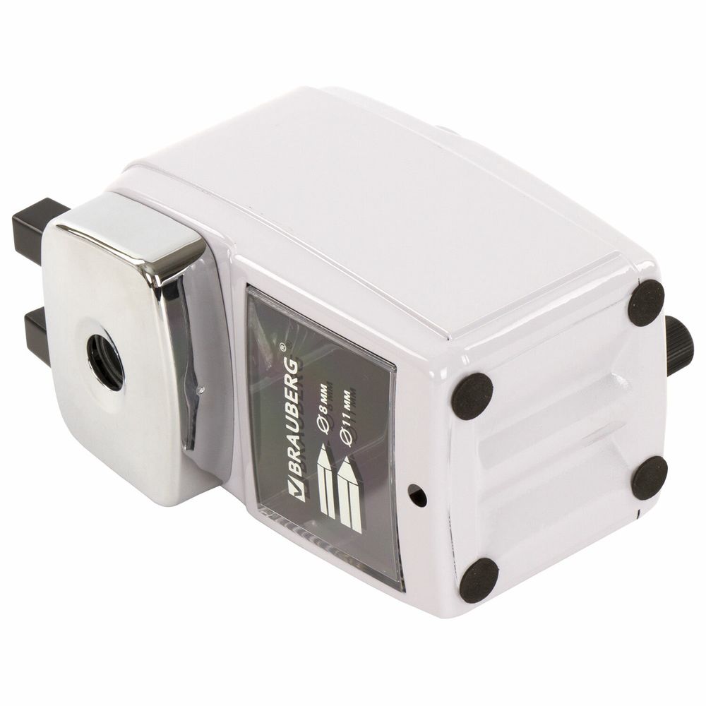 Точилка механическая BRAUBERG "METALLIC-X", для ч/гр и цветных карандашей (в том числе утолщенных), крепление, металлический корпус