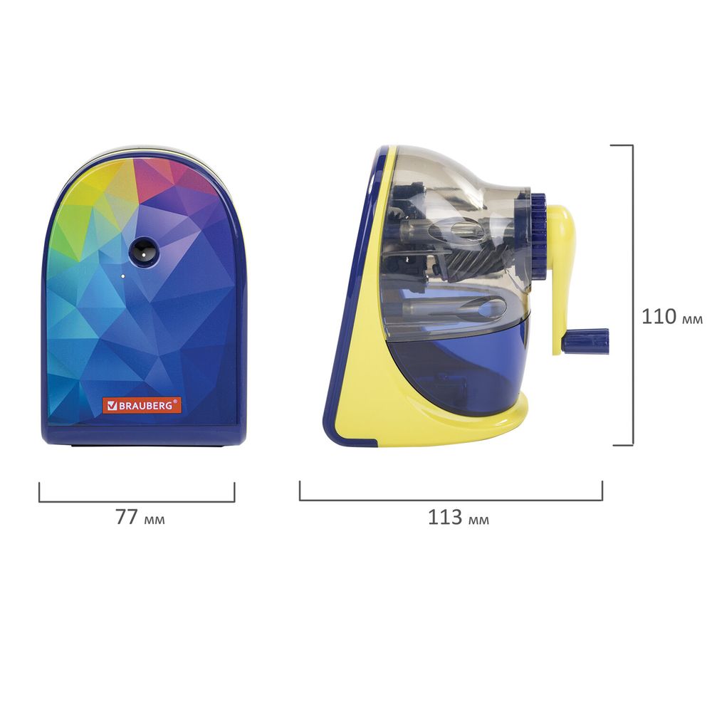 Точилка механическая BRAUBERG "MULTICOLOR", корпус с печатью