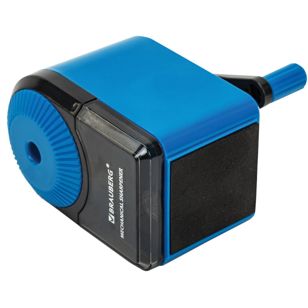 Точилка механическая BRAUBERG ULTRA для чернографитных и цветных карандашей, крепление к столу, цвет корпуса голубой с черным