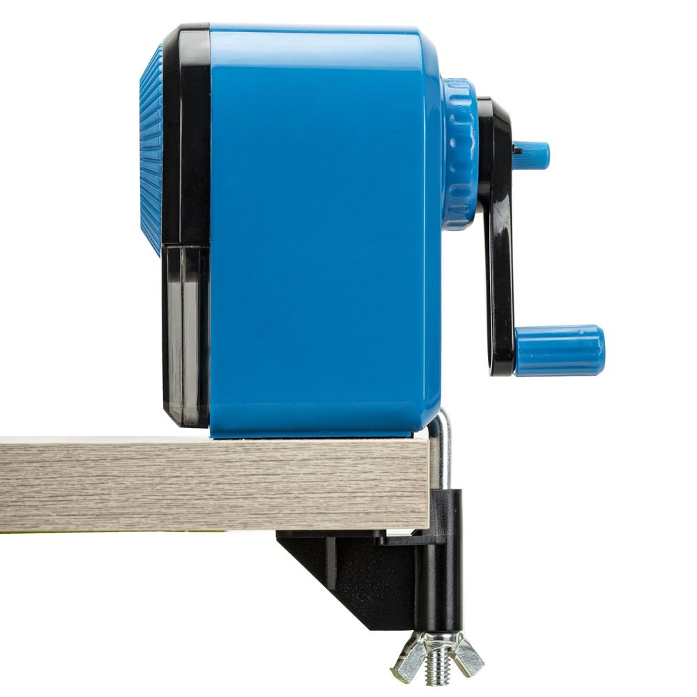 Точилка механическая BRAUBERG ULTRA для чернографитных и цветных карандашей, крепление к столу, цвет корпуса голубой с черным