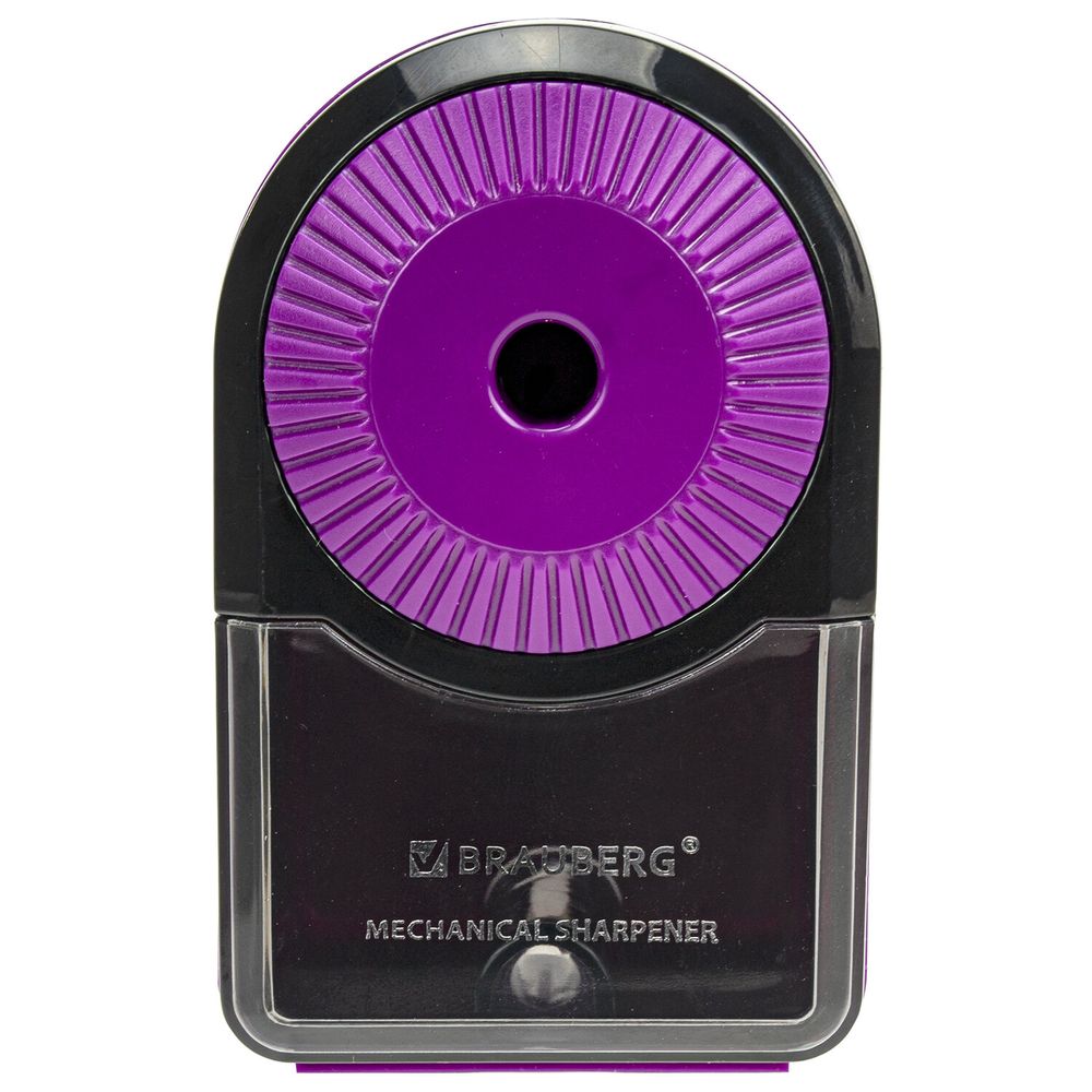 Точилка механическая BRAUBERG ULTRA для чернографитных и цветных карандашей, крепление к столу, цвет корпуса сиреневый с черным