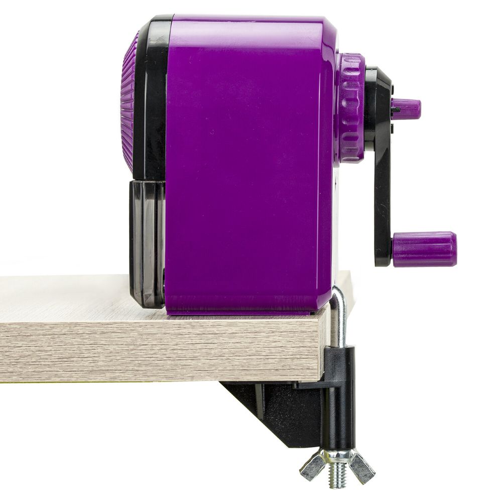 Точилка механическая BRAUBERG ULTRA для чернографитных и цветных карандашей, крепление к столу, цвет корпуса сиреневый с черным