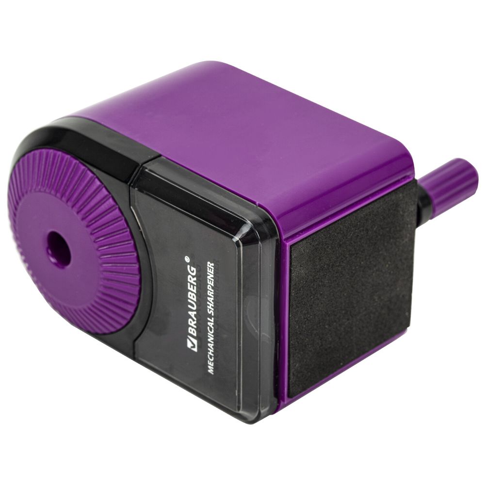 Точилка механическая BRAUBERG ULTRA для чернографитных и цветных карандашей, крепление к столу, цвет корпуса сиреневый с черным