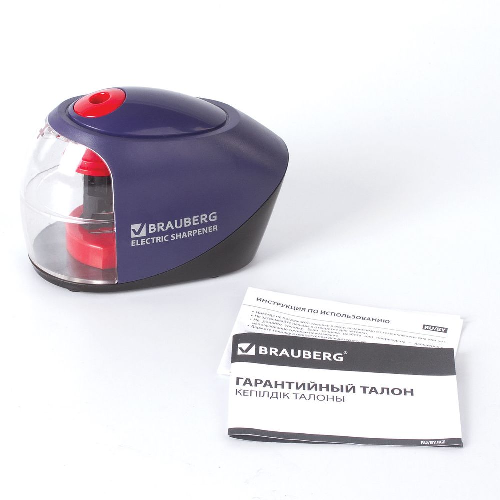 Точилка электрическая BRAUBERG "Delta", питание от 4 батареек АА, спиралевидное лезвие