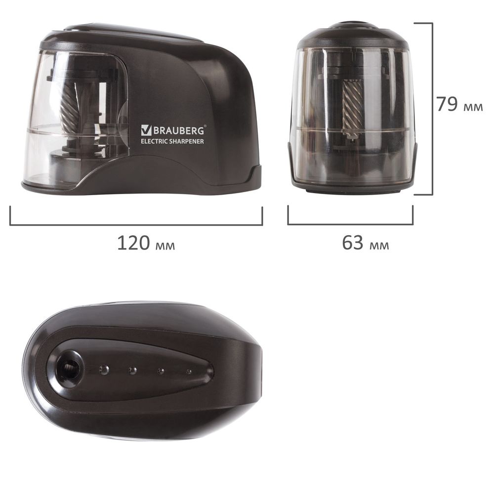 Точилка электрическая BRAUBERG "JET", питание от 4 батареек АА, спиралевидное лезвие