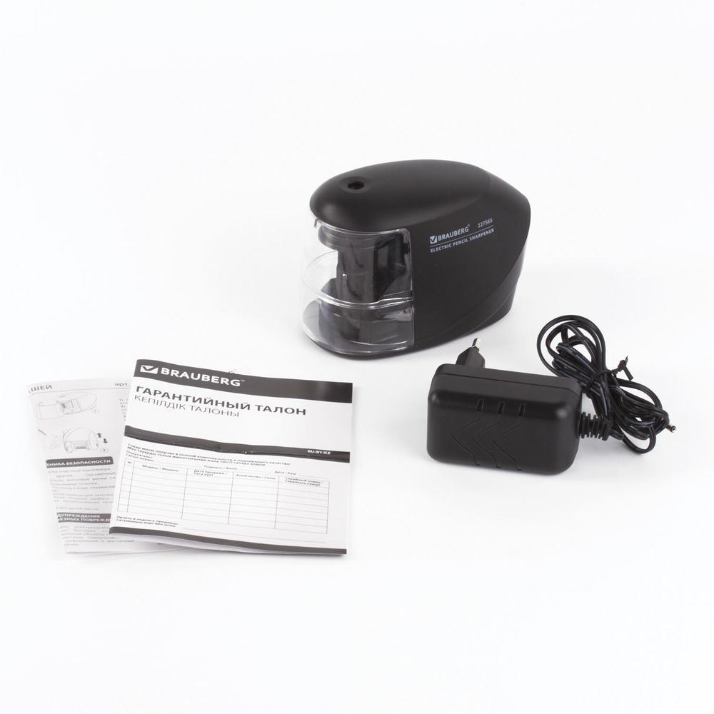 Точилка электрическая BRAUBERG "ORIGINAL", питание 220 В/4 батарейки АА, фрезерный механизм