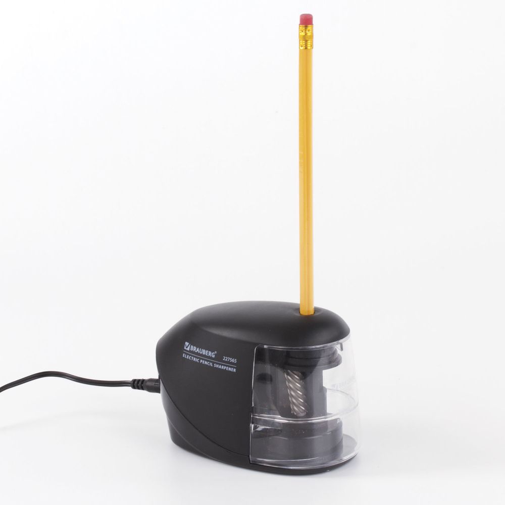 Точилка электрическая BRAUBERG "ORIGINAL", питание 220 В/4 батарейки АА, фрезерный механизм