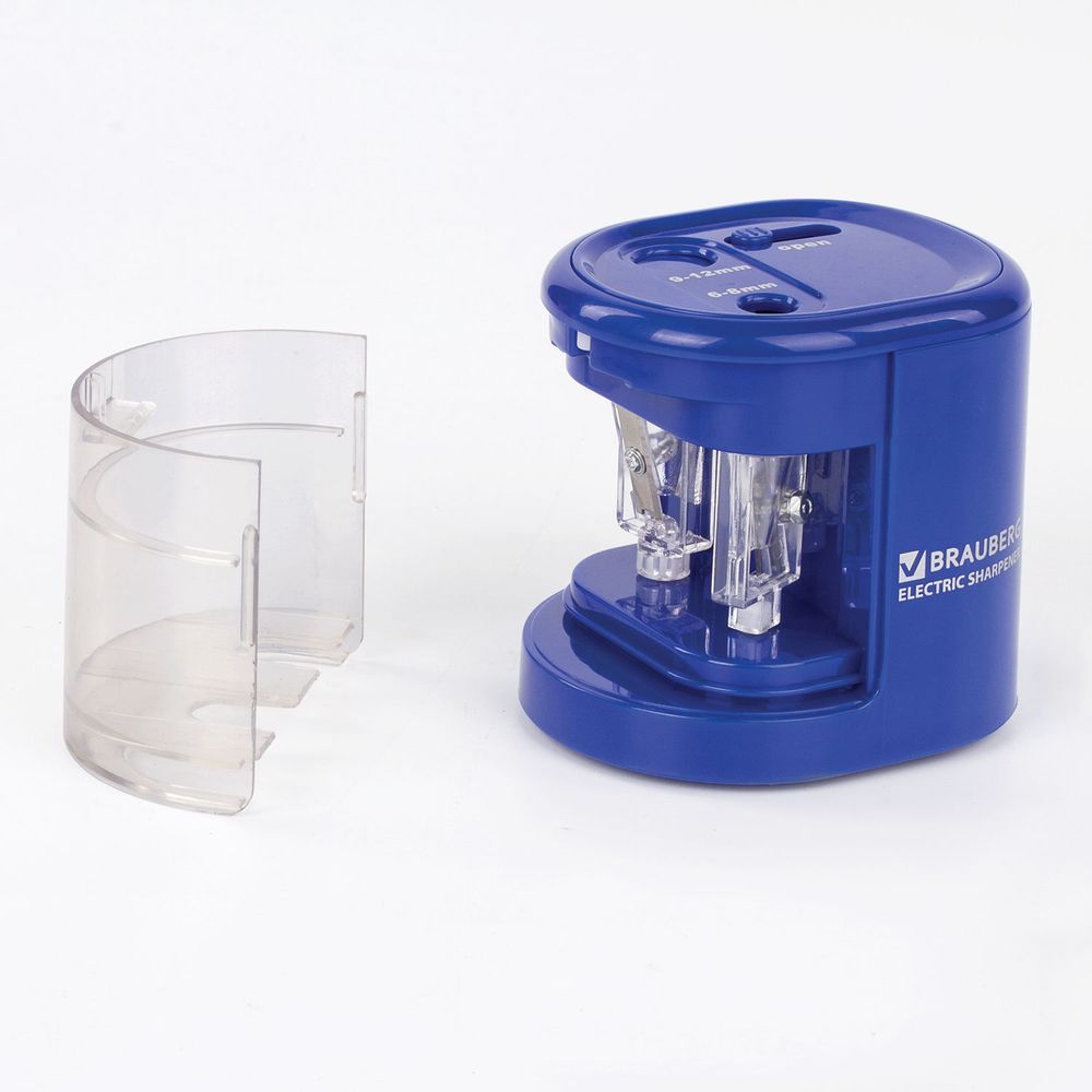 Точилка электрическая BRAUBERG "STANDARD", 2 отверстия для карандашей (включая утолщенные), питание от 4 батареек АА