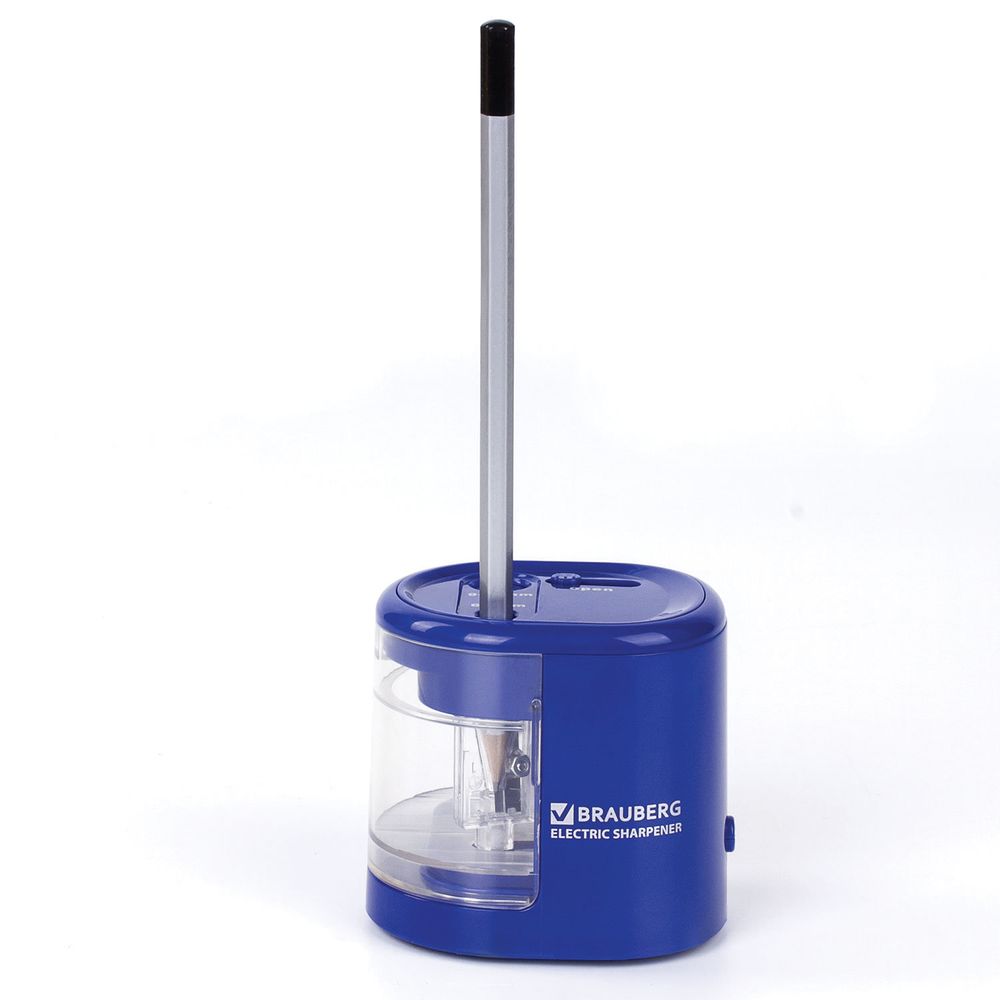 Точилка электрическая BRAUBERG "STANDARD", 2 отверстия для карандашей (включая утолщенные), питание от 4 батареек АА