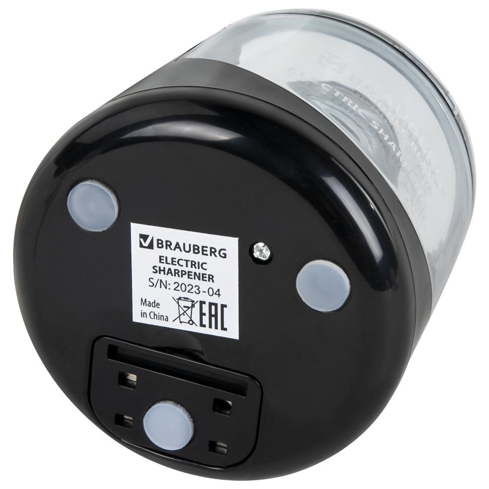Точилка электрическая BRAUBERG DOUBLE BLADE BLACK, двойное лезвие, питание от 2 батареек АА